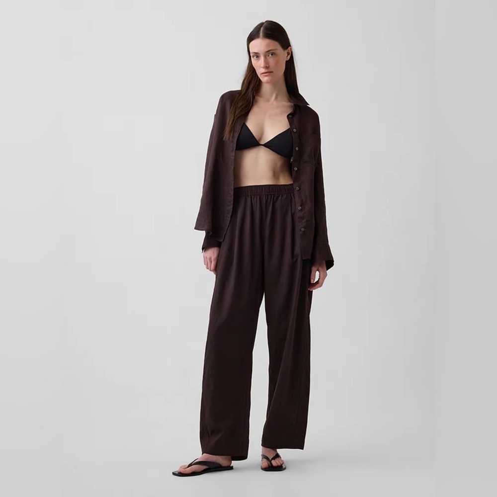 NEW! Gap Terra Brown Linen-Blend Easy Barrel Pants - Multiple 🖤 877627